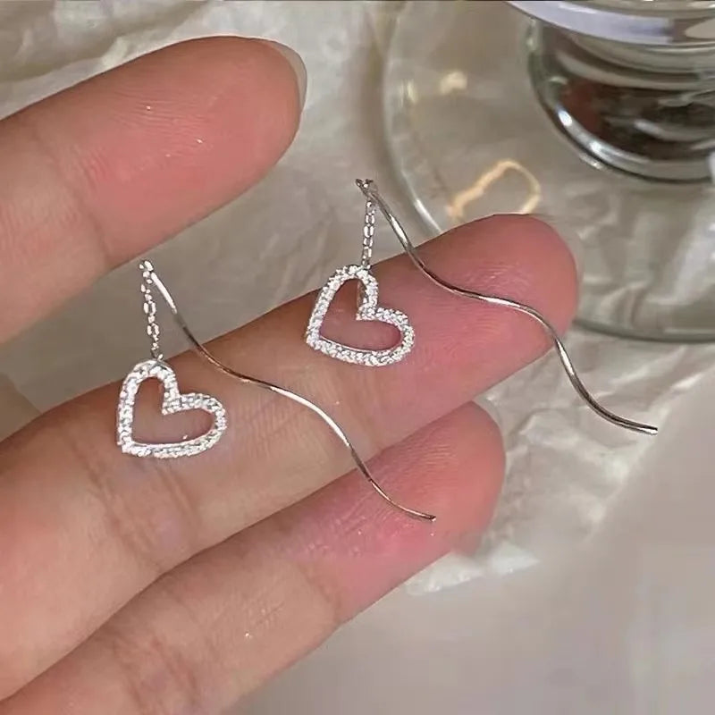 French Luxury Long Zircon Tassel Twisted Drop Earrings
