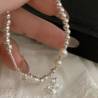 925 Sterling Silver Butterfly Bead String Bracelet