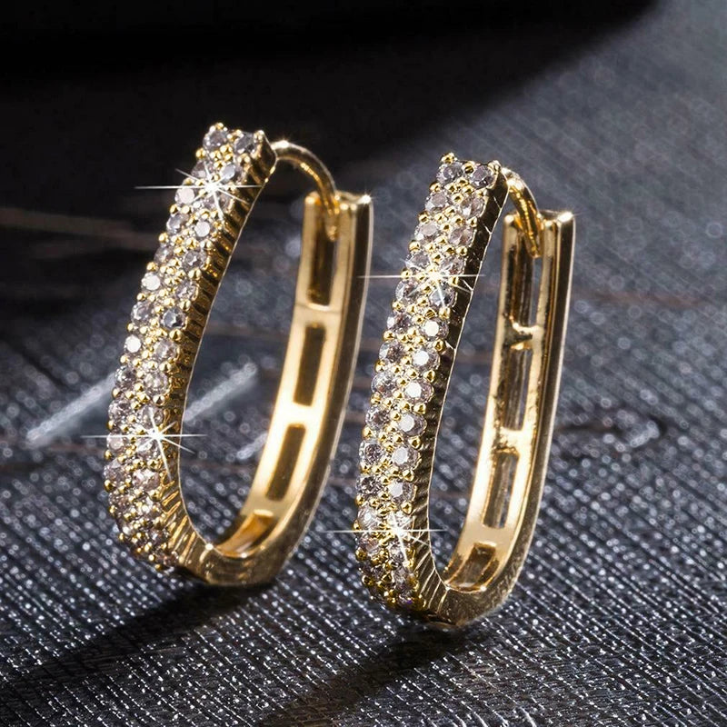 Luxury Full Paved CZ Hoop Earrings