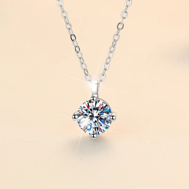 Classic 2ct Moissanite 925 Sterling Silver Pendant Necklace
