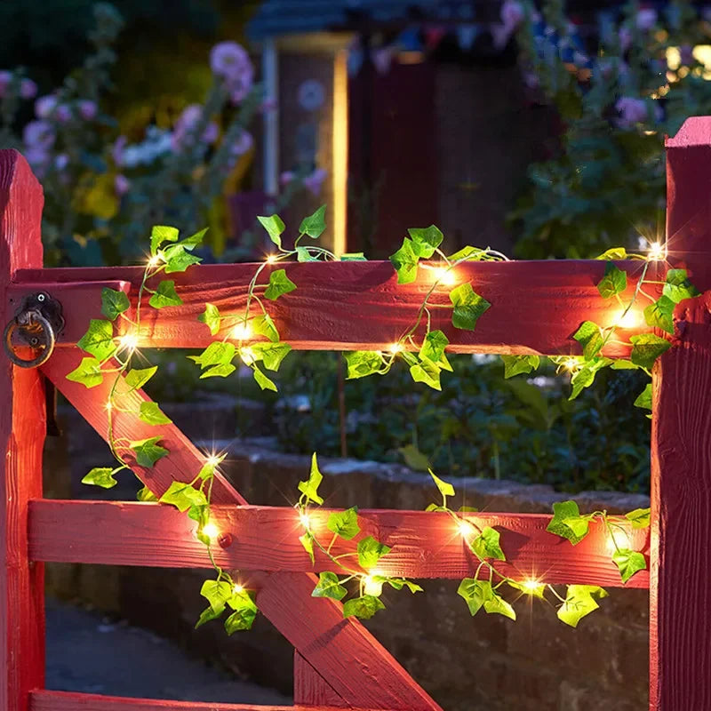 Botanical Green Leaf LED Fairy String Lights Garland