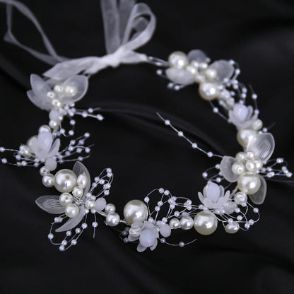 Pearl Flower Crown Headband – Boho Bridal Crystal Headpiece