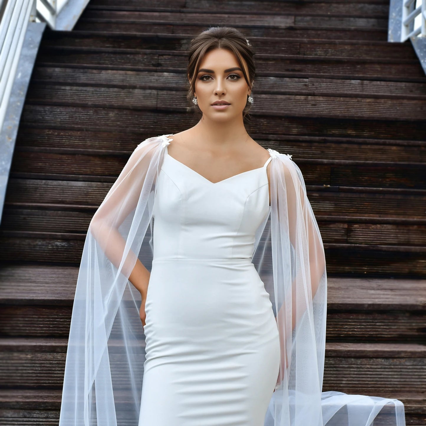 Wedding Bolero Bridal Cape Veil Wedding Accessories Long Cloak Shawl Soft Evening Cape Jacket Spanish Embroidered Shawls GP14