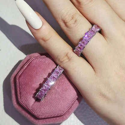 Eternity Zircon Wedding Band – 925 Sterling Silver Promise Ring