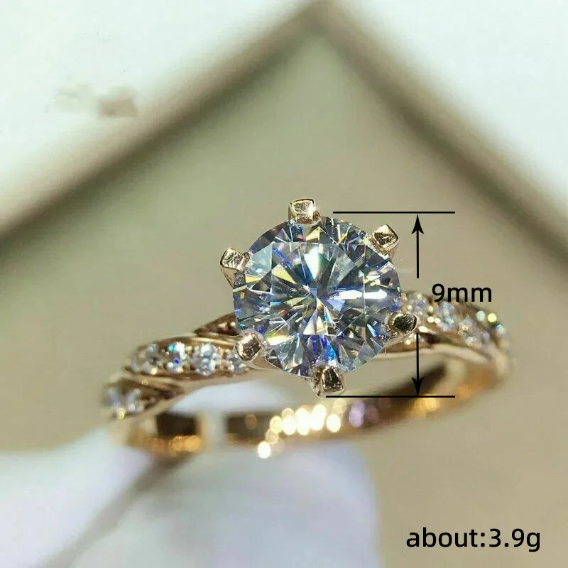 Classic 6-Claw Cubic Zirconia Luxury Gold Color Engagement Ring