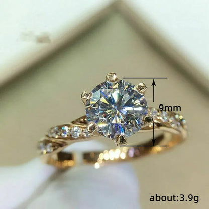 Classic 6-Claw Cubic Zirconia Luxury Gold Color Engagement Ring