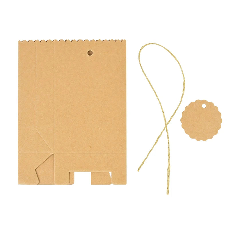 Kraft Paper Gift Boxes with Rope Handle | Set of 10/50 | Retro Wedding Favor Boxes | Party & Holiday Packaging