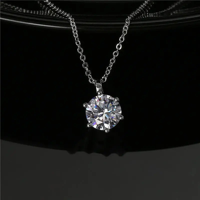 Classic 2ct Moissanite 925 Sterling Silver Pendant Necklace