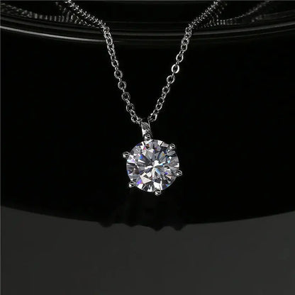 Classic 2ct Moissanite 925 Sterling Silver Pendant Necklace