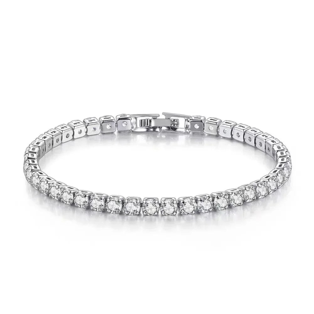 925 Sterling Silver Zirconia Tennis Bracelet – 4mm Classic Charm Jewellry