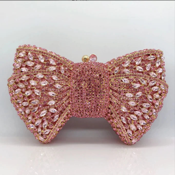 Newest Rhinestone Green/Black Clutch Purse Bow Luxury Diamond Women Red Evening Clutches Bags Wedding Bridal Bag Stones Handbags
