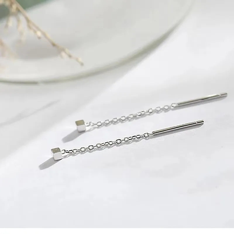 French Luxury Long Zircon Tassel Twisted Drop Earrings