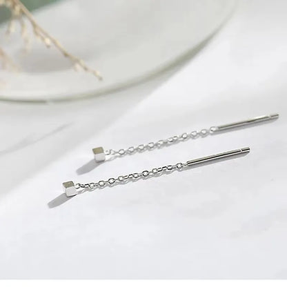 French Luxury Long Zircon Tassel Twisted Drop Earrings