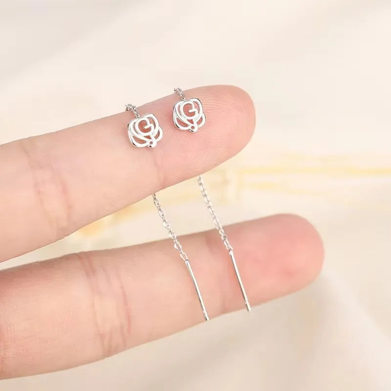 French Luxury Long Zircon Tassel Twisted Drop Earrings