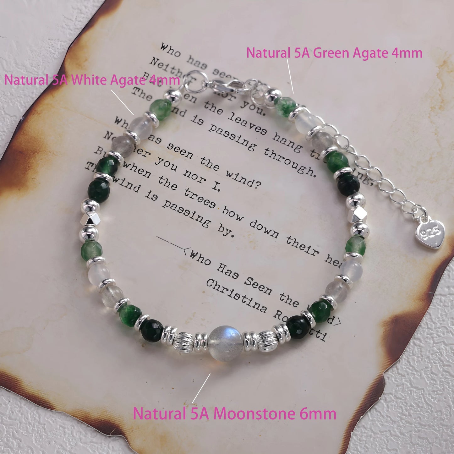 925 Sterling Silver Butterfly Bead String Bracelet