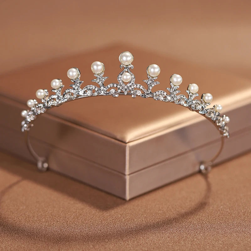 Premium Silver Botanical Wedding Crown | Regal Birthday Tiara & Bridal Hairwear Accessory