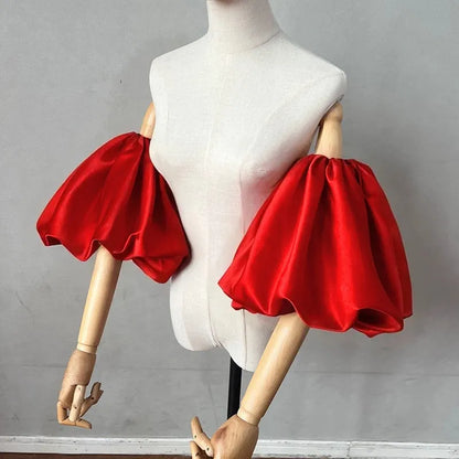 Satin Removable Puffy Short Sleeves Bridal Arm Accessories
