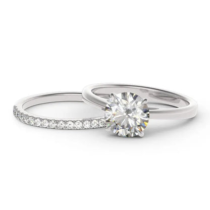 2.0ct GIC Certified Moissanite Bridal Ring Set | 925 Sterling Silver White Gold Plated | Engagement & Wedding Ring