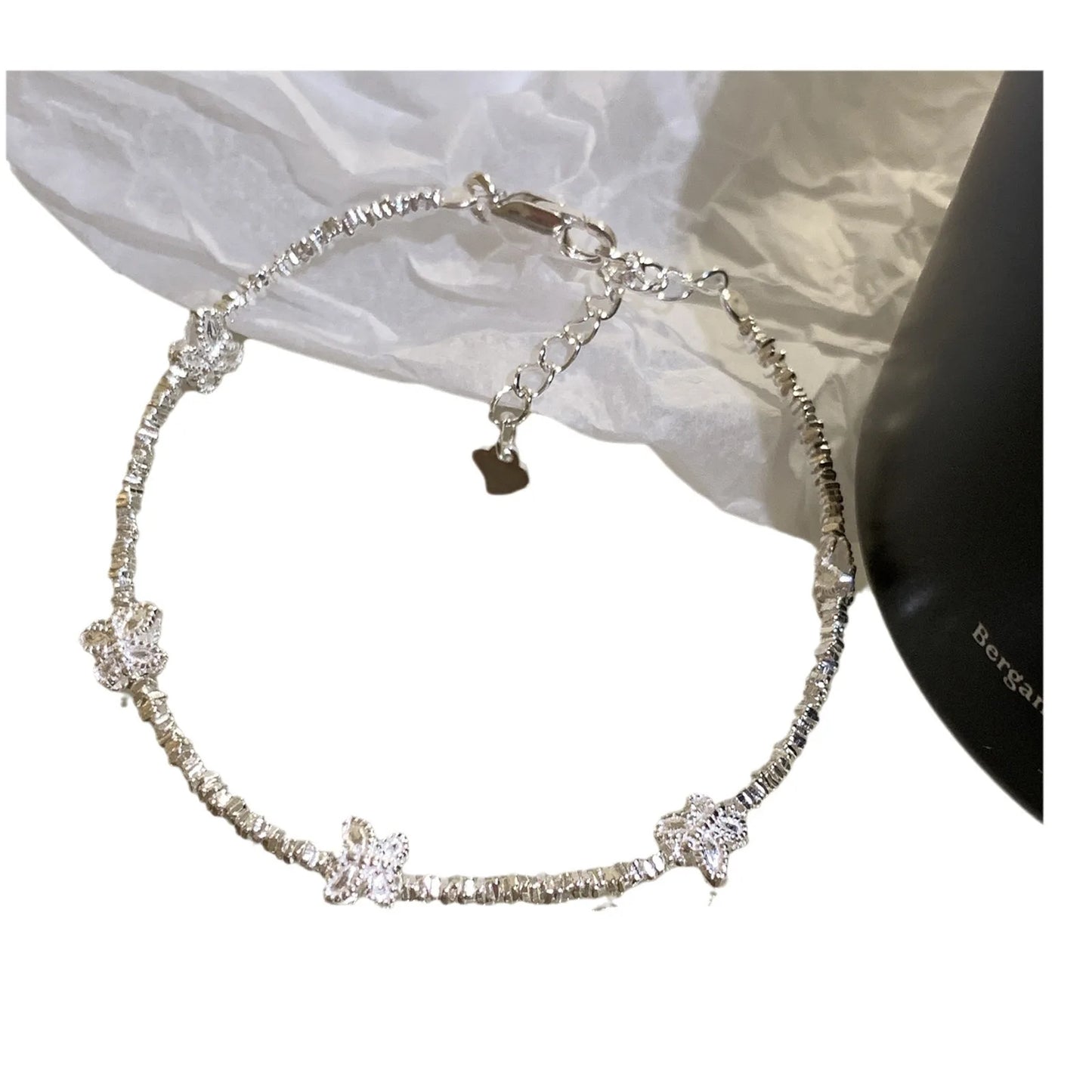 925 Sterling Silver Butterfly Bead String Bracelet