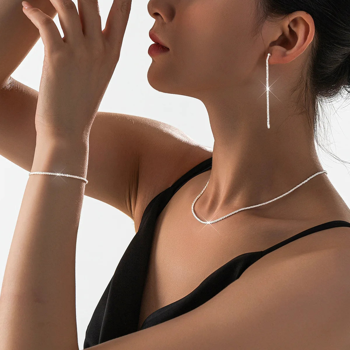 Starry Sky Shiny Silver Plated Jewelry Set