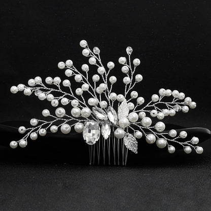 Handmade Pearl Flower Bridal Hair Comb – Silver Crystal Wedding Clip