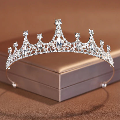 Premium Silver Botanical Wedding Crown | Regal Birthday Tiara & Bridal Hairwear Accessory