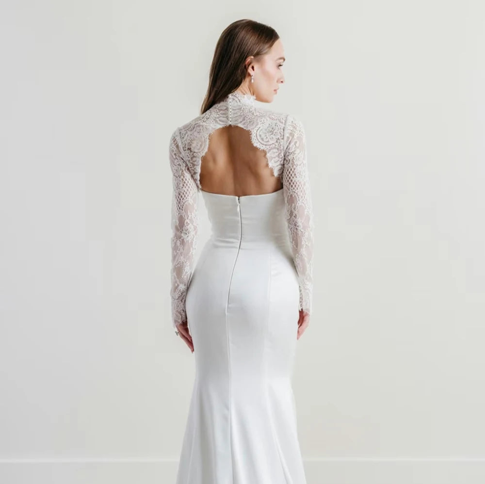 Lace Appliques Bridal Wraps Customized Long Sleeve Wedding Jackets Bolero High Quality Wedding Accessories