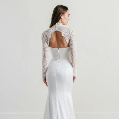 Lace Appliques Bridal Wraps Customized Long Sleeve Wedding Jackets Bolero High Quality Wedding Accessories