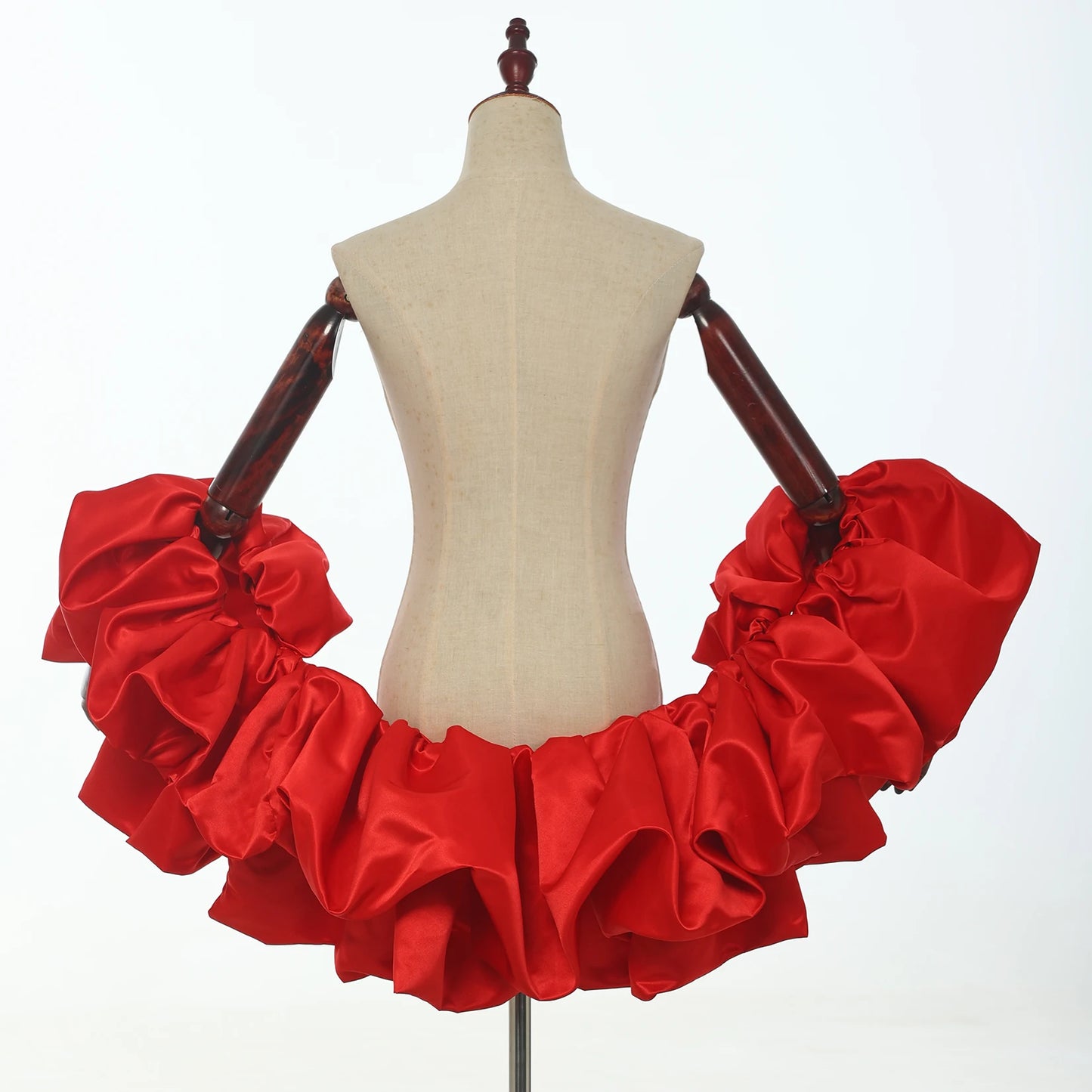 Satin Puff Sleeve Cape Bridal Shawl Ruffled Bolero Wrap for Bride Wedding Dress Cover Up