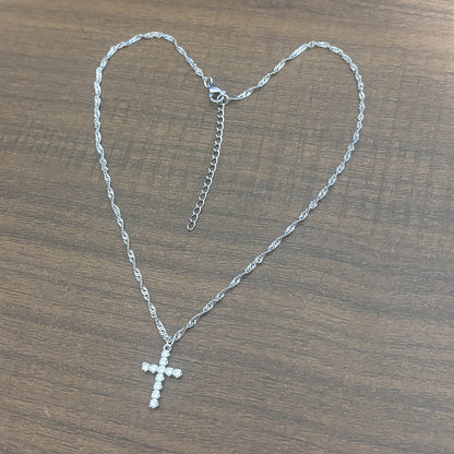 18K Gold Plated Waterproof Cross Pendant Necklace