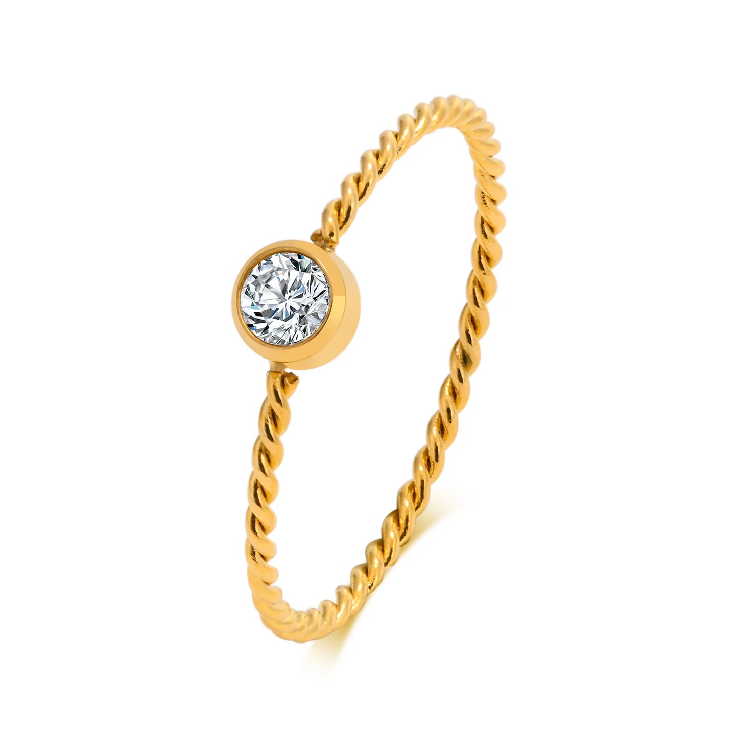 18K Gold Plated Vintage Twisted Rope Ring | Stainless Steel | Women's Wedding & Party Ring