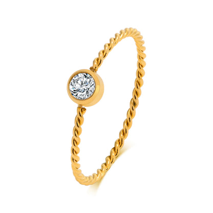 18K Gold Plated Vintage Twisted Rope Ring | Stainless Steel | Women's Wedding & Party Ring