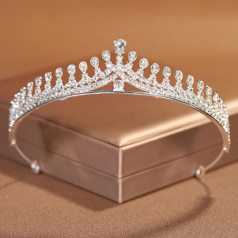 Premium Silver Botanical Wedding Crown | Regal Birthday Tiara & Bridal Hairwear Accessory