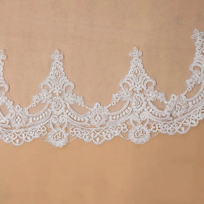 Cathedral Wedding Veil 3 m One-Layer with Lace Applique Edge