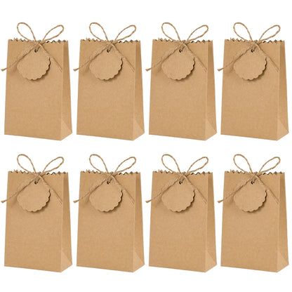 Kraft Paper Gift Boxes with Rope Handle | Set of 10/50 | Retro Wedding Favor Boxes | Party & Holiday Packaging