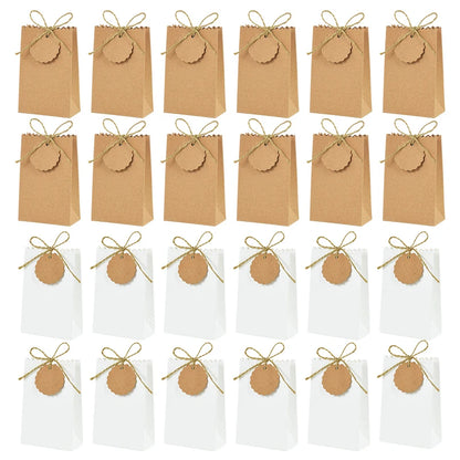 Kraft Paper Gift Boxes with Rope Handle | Set of 10/50 | Retro Wedding Favor Boxes | Party & Holiday Packaging