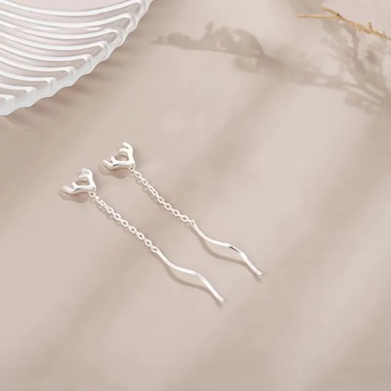 French Luxury Long Zircon Tassel Twisted Drop Earrings