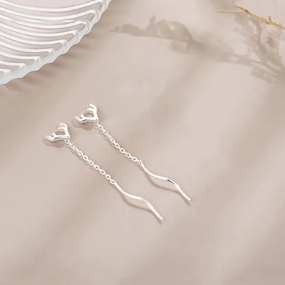 French Luxury Long Zircon Tassel Twisted Drop Earrings