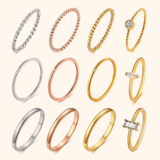 18K Gold Plated Vintage Twisted Rope Ring | Stainless Steel | Women's Wedding & Party Ring