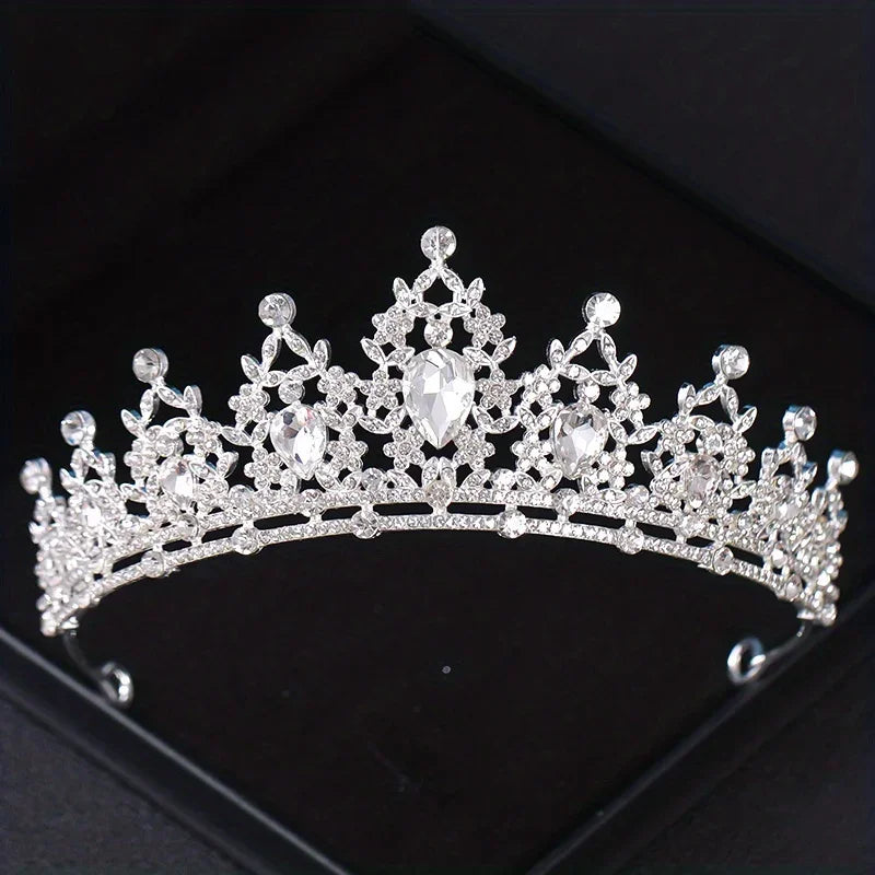 Bloom Veil Co. Baroque Royal Bridal Crown – Gold and Silver Crystal Wedding Tiara