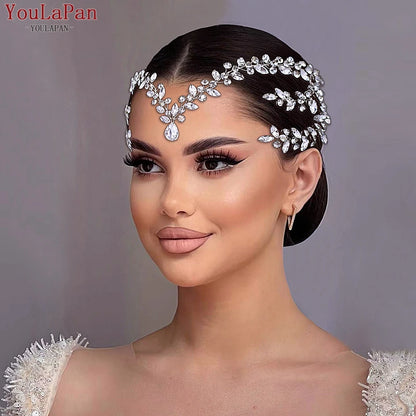 Bohemian Sparkling Rhinestone Bridal Forehead Headband