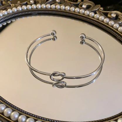 Vintage Stainless Steel Woven Twist Cuff Bracelet