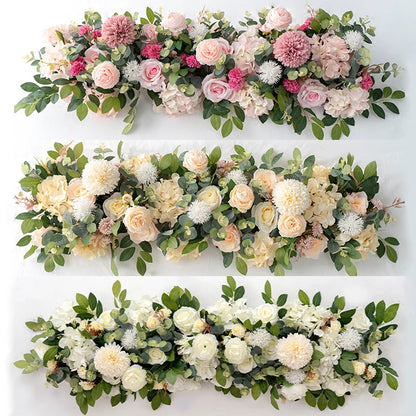 100 cm White Rose Flower Row Wedding Table Centerpiece