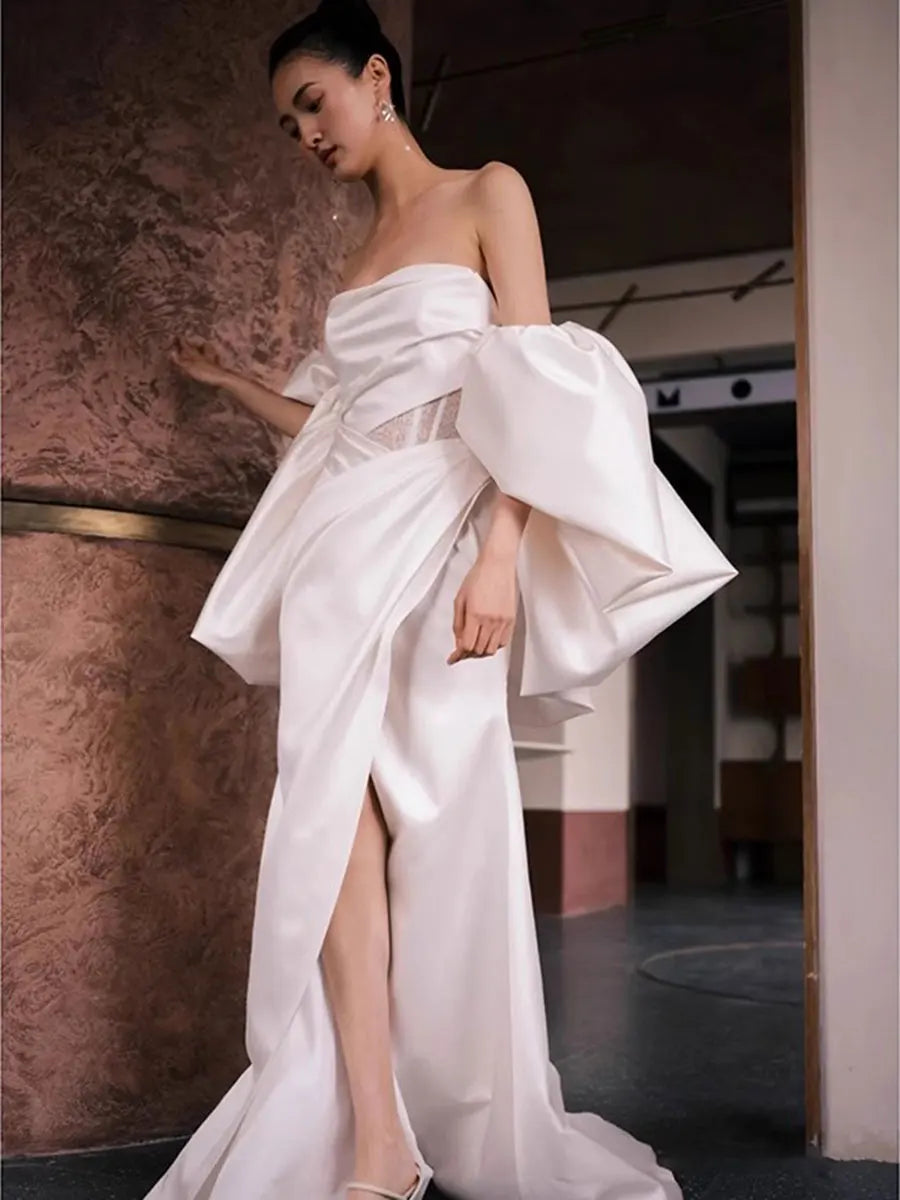Satin Puffy Sleeved Detachable Bridal Cape Wedding Jacket