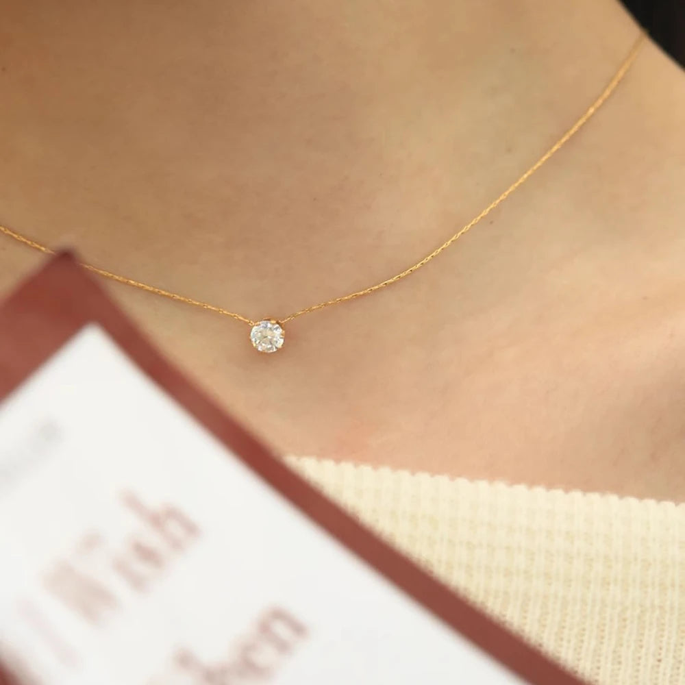 Dainty Round AAA Zircon Anti-Tarnish Pendant Necklace