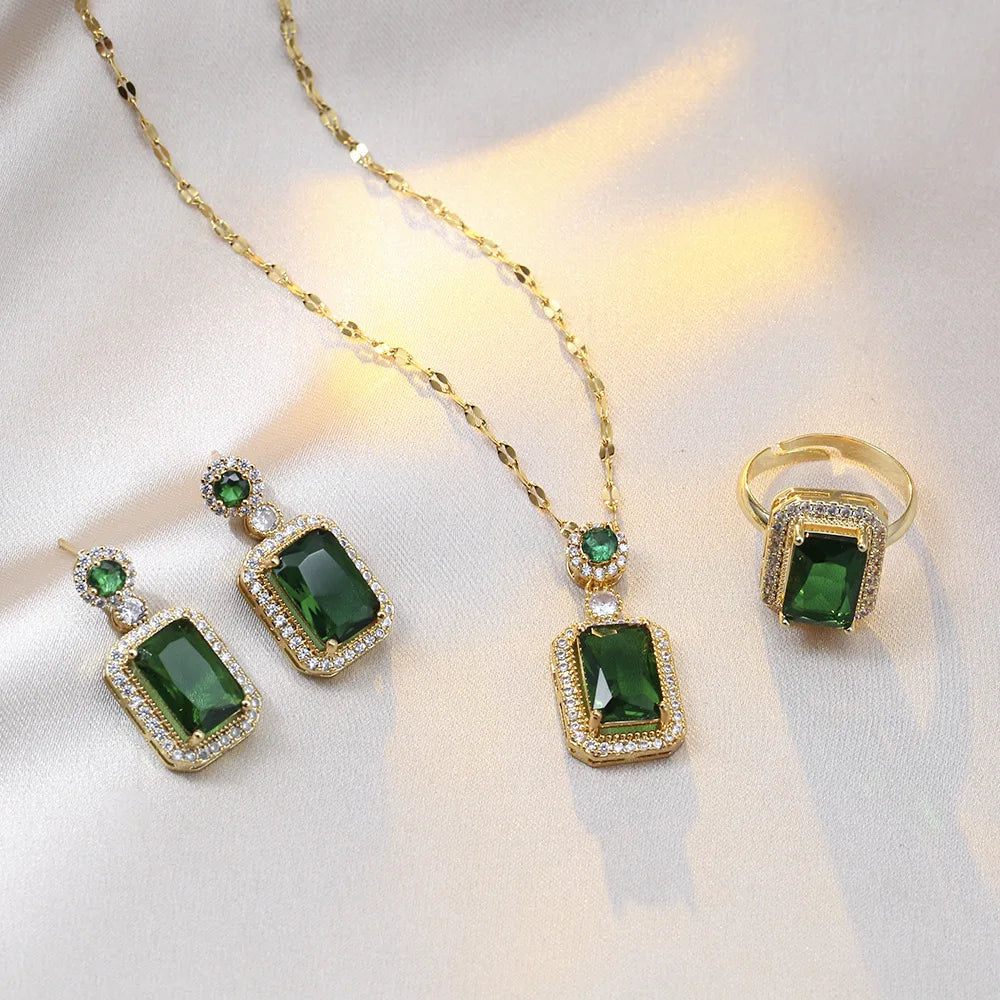 Exquisite Quadrate Rhinestone 4PCS Jewelry Set