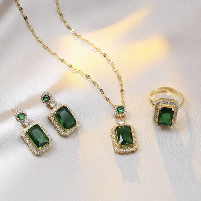 Exquisite Quadrate Rhinestone 4PCS Jewelry Set