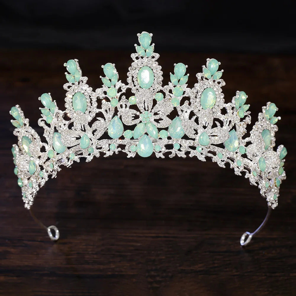 Bloom Veil Co. Royal Queen Champagne Gold Bridal Crown – Luxury Crystal Wedding Tiara