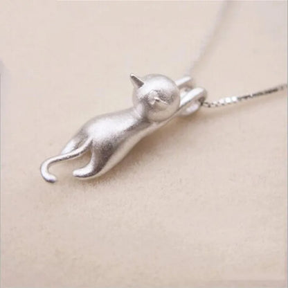 925 Sterling Silver Cute Kitty Pendant Necklace