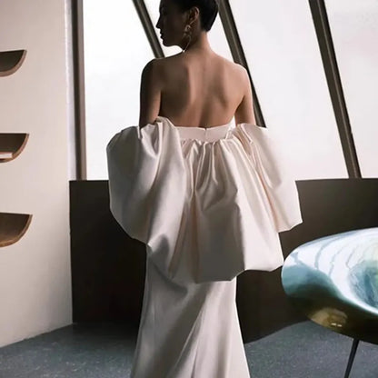Satin Puffy Sleeved Detachable Bridal Cape Wedding Jacket